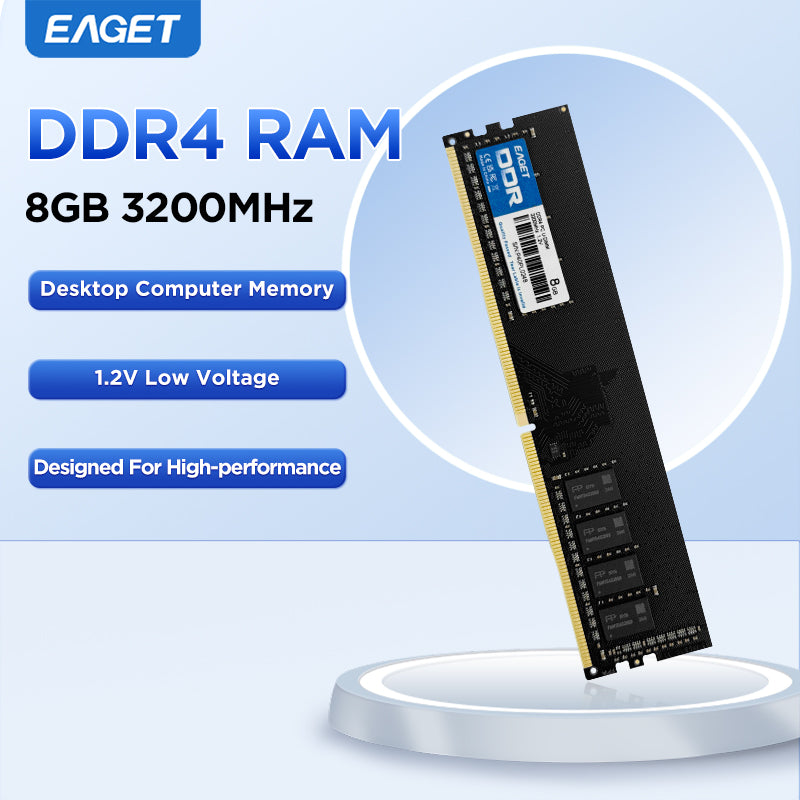 EAGET High-Performance DDR4 16GB/8GB 3200MHz 1.2V UDIMM RAM, Desktop PC Computer Memory RAM Module Upgrade, Low Latency, Stable Operation for Gaming & Work, High-Speed Storage Module | Computer Hardware Internal Component