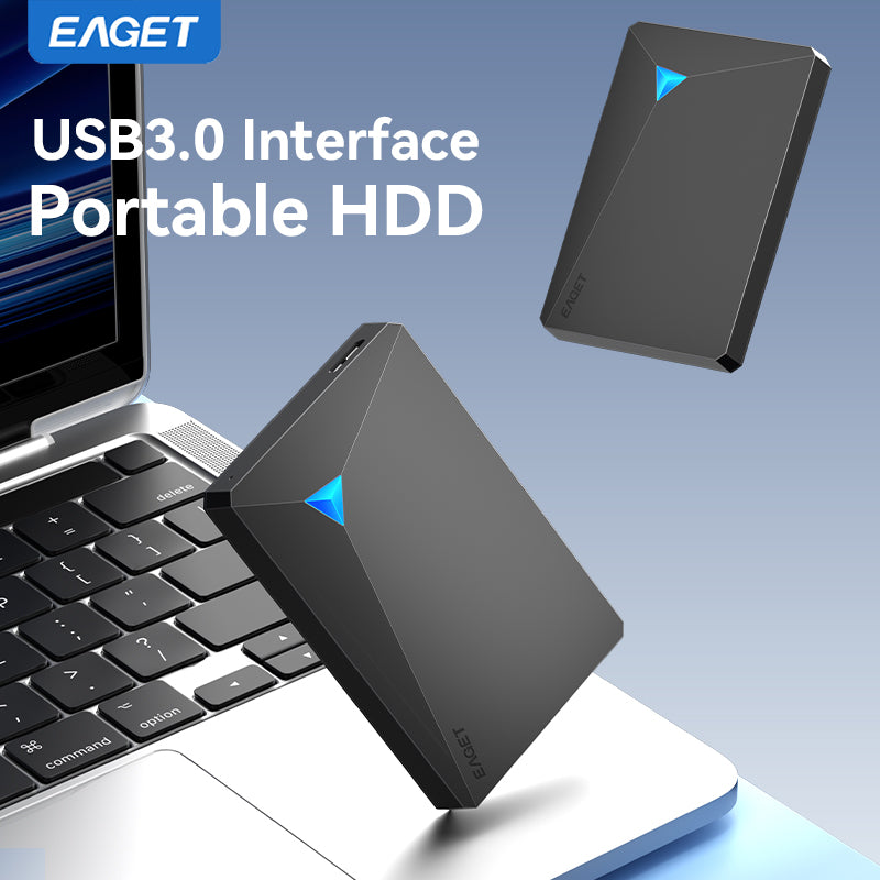 EAGET Portable External Hard Drive, Micro-B to Type-C/USB-A Mechanical Hard Drive Plug and Play USB 3.0 HDD Compatible with Mobile Phone, PS4, PC, Laptop, TV/File/Video Quick Save Fast Transmission
