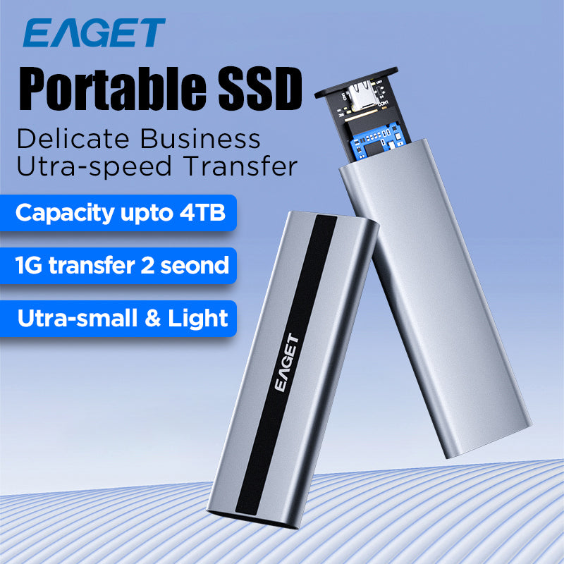 EAGET Portable Solid State Drives, 512G/1TB/2TB PSSD Type-c USB3.2 Read Speeds Up to 560MB/s, External Hard Drive Compatible Cell Phone Laptop