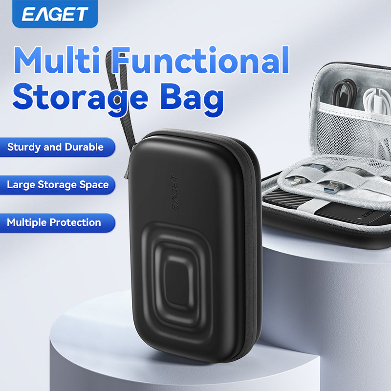 EAGET Hard EVA Portable Storage Box, Shockproof External HDD Storage Bag, Multiple Protection - Office Equipment Cable Organizer, Portable Electronic Storage Box