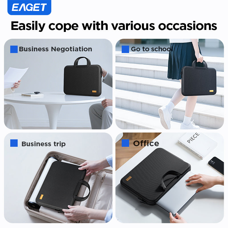 EAGET Black Laptop Bag - Large Capacity, Encrypted Oxford Cloth, double handle design, Travel Laptop Bag | Stylish Laptop Bag