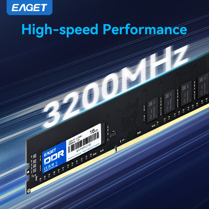 EAGET High-Performance DDR4 16GB/8GB 3200MHz 1.2V UDIMM RAM, Desktop PC Computer Memory RAM Module Upgrade, Low Latency, Stable Operation for Gaming & Work, High-Speed Storage Module | Computer Hardware Internal Component