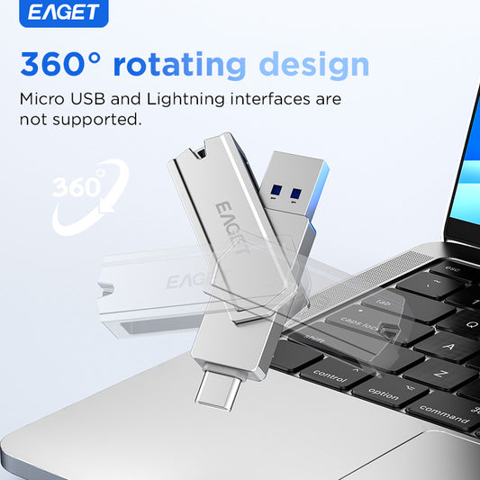 2-in-1 USB3.2 Flash Drive OTG Metal U Disk, 360° rotates USB Memory Stick, 32GB/64GB128GB/256GB/512GB/1TB High Speed Memory Stick Pen Drive, USB-A Or Typc-C Flash Drive Disk