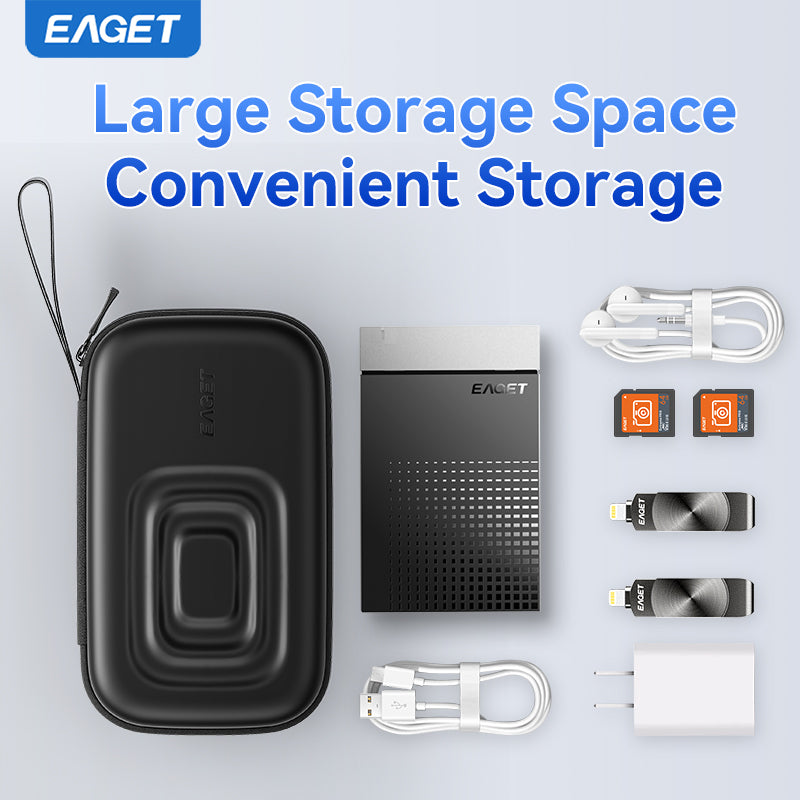 EAGET Hard EVA Portable Storage Box, Shockproof External HDD Storage Bag, Multiple Protection - Office Equipment Cable Organizer, Portable Electronic Storage Box