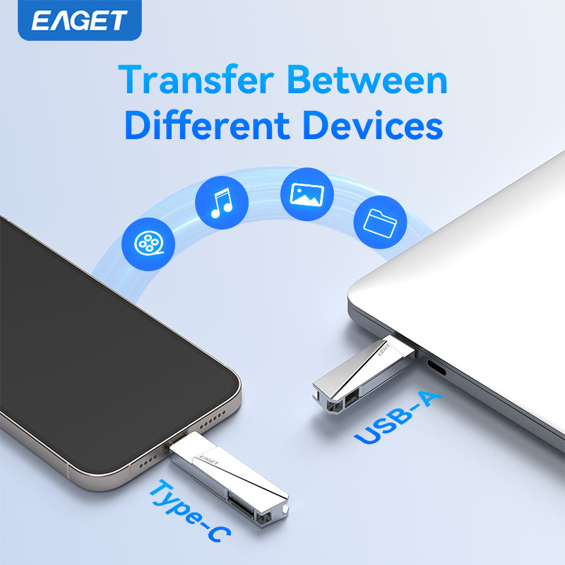 EAGET Dual-interface USB 3.2 Gen 2 to Type-C Solid State Flash Drive - High-Speed Portable External Hard Drive for iPhone 15/16/PS4/ Android Phone/ Tablet/ Windows