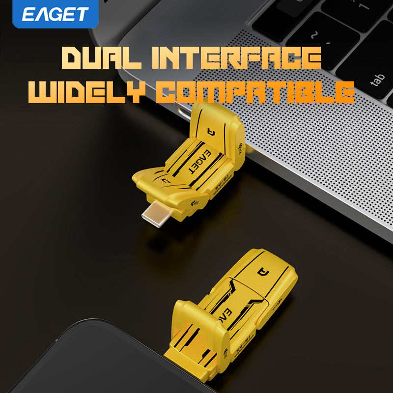 EAGET Dual-interface USB to Type-C SSD Flash Drive, USB 3.2 External Solid State Flash Drive, 560MB/s High Speed
