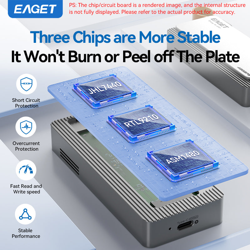 Eaget 40Gbps JHL7440 M.2 NVMe SSD Enclosure | Compatible with Thunderbolt 4/3, USB 4.0/3.2/3.1, suitable for 2280 B+M M-Key SSD