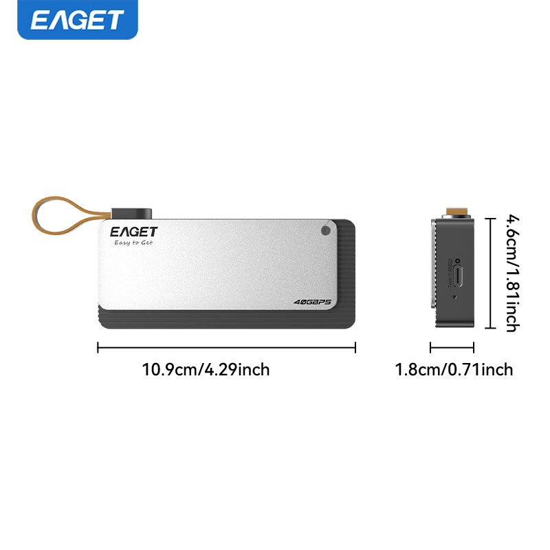 Eaget 40Gbps JHL7440 M.2 NVMe SSD Enclosure | Compatible with Thunderbolt 4/3, USB 4.0/3.2/3.1, suitable for 2280 B+M M-Key SSD