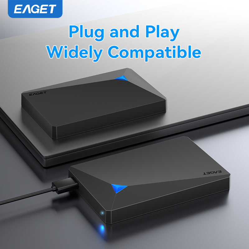 EAGET Portable External Hard Drive, Micro-B to Type-C/USB-A Mechanical Hard Drive Plug and Play USB 3.0 HDD Compatible with Mobile Phone, PS4, PC, Laptop, TV/File/Video Quick Save Fast Transmission