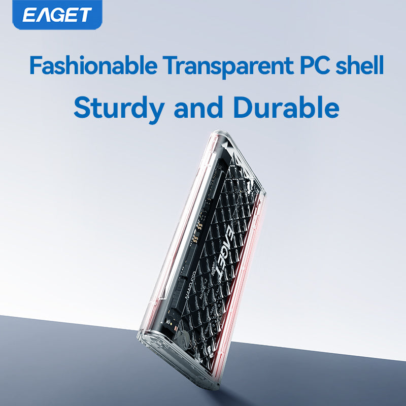 EAGET Dual Protocol M.2 NVMe/SATA SSD Enclosure Adapter - Supports 2230/2242/2260/2280 SSDs, Durable Transparent Shell with RGB Lighting(SSD Not Included)