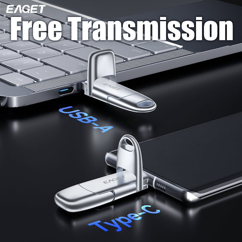 EAGET 512GB/1TB External SSD Solid State, USB 3.2 Type-C Flash Drive Disk, 1000MB/S Superior Ultra-speed Pen Drive