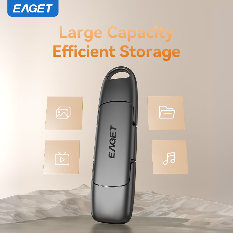 EAGET Dual-interface USB 3.2 Gen 2 to Type-C Solid State Flash Drive - Up to 560MB/S Read Speed, Compact size, All-metal Shell, Strong and Durable