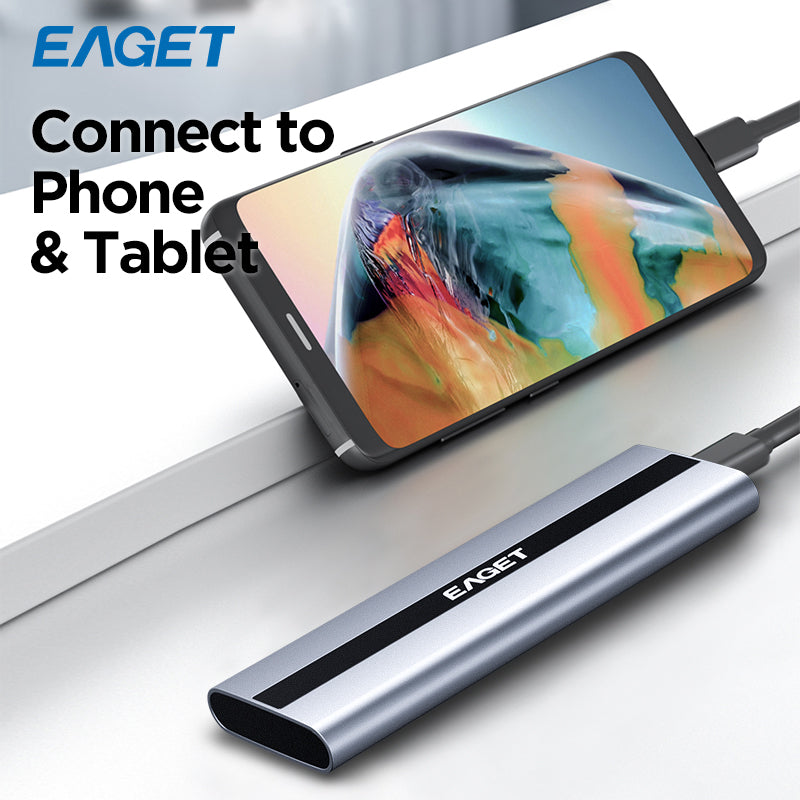 EAGET Portable Solid State Drives, 512G/1TB/2TB PSSD Type-c USB3.2 Read Speeds Up to 560MB/s, External Hard Drive Compatible Cell Phone Laptop