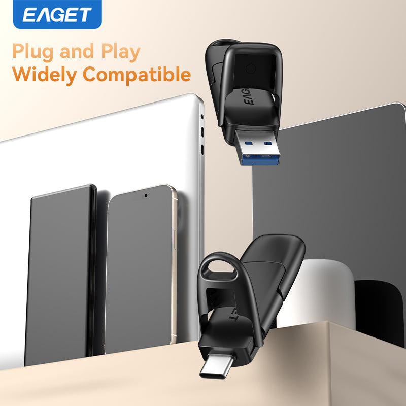 EAGET Dual-interface USB 3.2 Gen 2 to Type-C Solid State Flash Drive - Up to 560MB/S Read Speed, Compact size, All-metal Shell, Strong and Durable