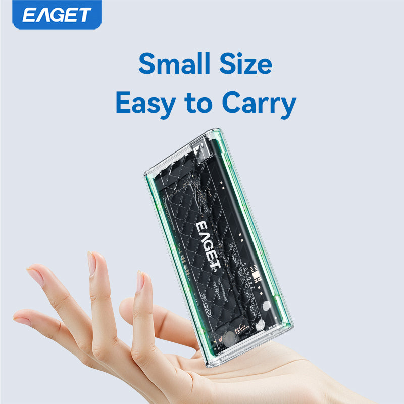 EAGET Dual Protocol M.2 NVMe/SATA SSD Enclosure Adapter - Supports 2230/2242/2260/2280 SSDs, Durable Transparent Shell with RGB Lighting(SSD Not Included)