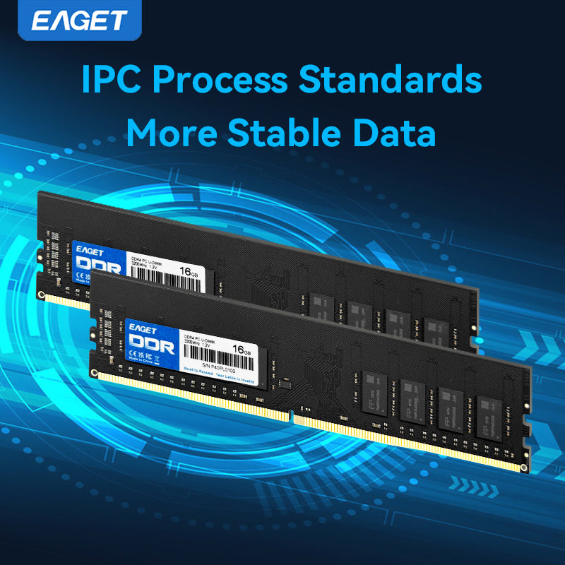 EAGET High-Performance DDR4 16GB/8GB 3200MHz 1.2V UDIMM RAM, Desktop PC Computer Memory RAM Module Upgrade, Low Latency, Stable Operation for Gaming & Work, High-Speed Storage Module | Computer Hardware Internal Component