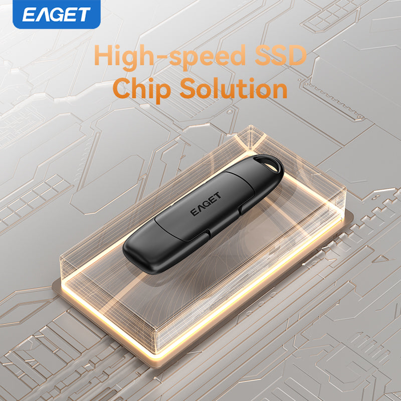 EAGET Dual-interface USB 3.2 Gen 2 to Type-C Solid State Flash Drive - Up to 560MB/S Read Speed, Compact size, All-metal Shell, Strong and Durable
