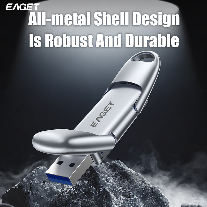 EAGET 512GB/1TB External SSD Solid State, USB 3.2 Type-C Flash Drive Disk, 1000MB/S Superior Ultra-speed Pen Drive