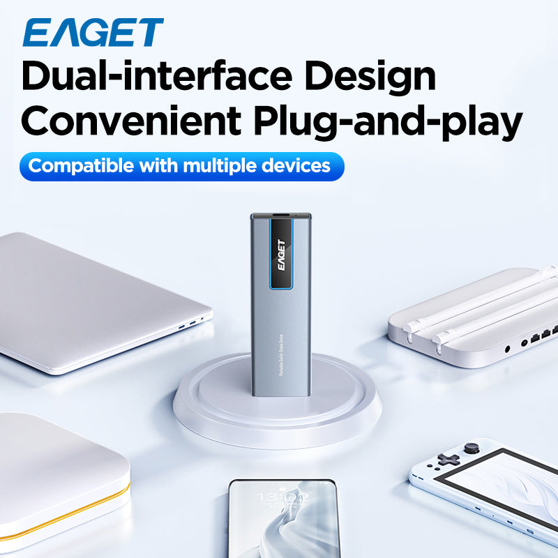 EAGET 1TB USB-C External Solid State Drive USB 3.2 Gen 2 Type C SSD Up to 560MB/s SSD External Hard Drive Laptop Storage