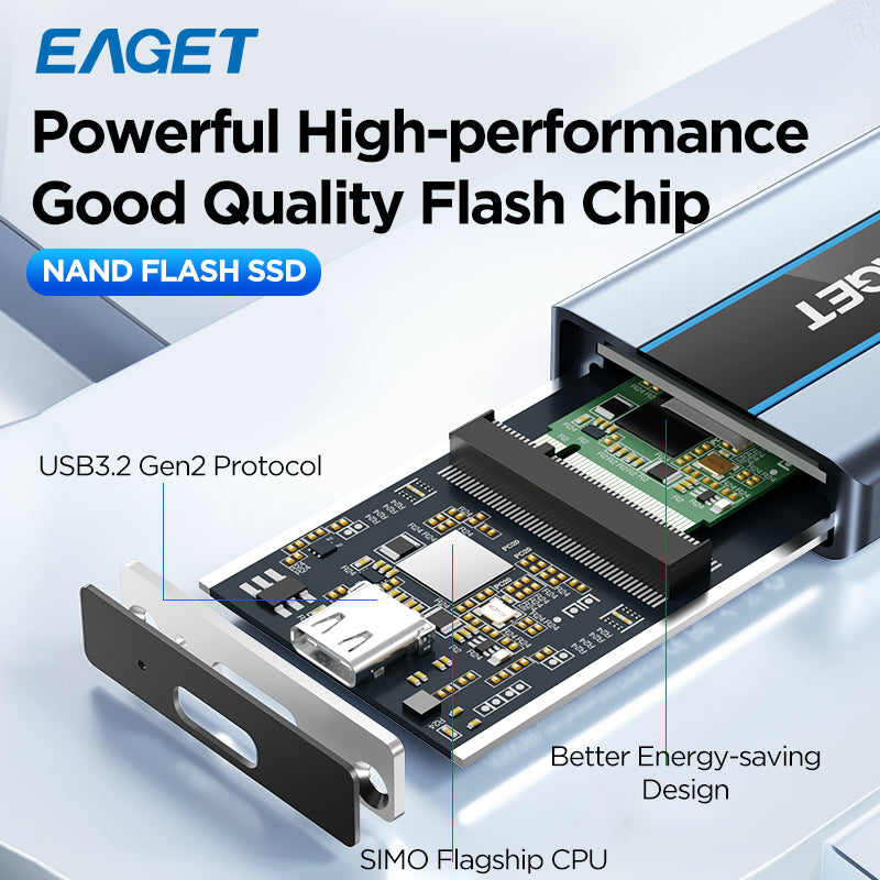 EAGET 1TB USB-C External Solid State Drive USB 3.2 Gen 2 Type C SSD Up to 560MB/s SSD External Hard Drive Laptop Storage