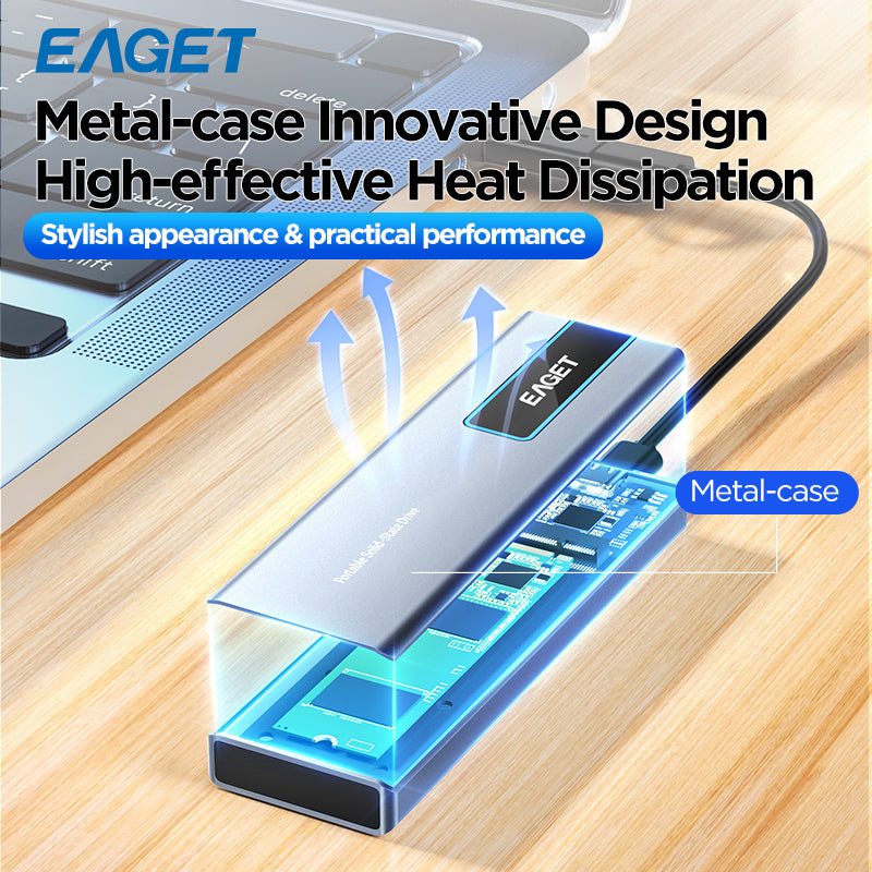 EAGET 1TB USB-C External Solid State Drive USB 3.2 Gen 2 Type C SSD Up to 560MB/s SSD External Hard Drive Laptop Storage