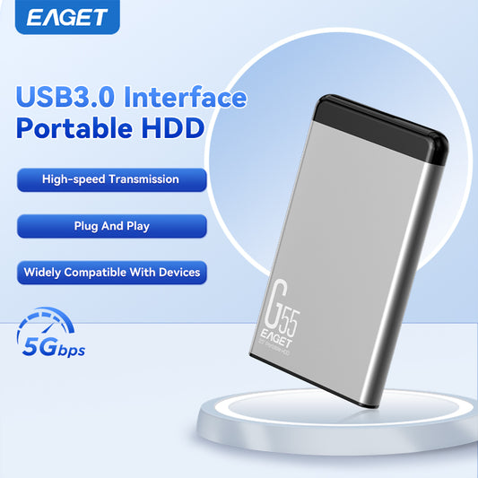 EAGET 2TB Portable High Speed Mobile Hard Drive, Computer External Mechanical Hard Drive, 500GB/1TB Large Storage, 2.5" USB 3.0 HDD, Game/File/Video/Music Data Storage Expansion Backup