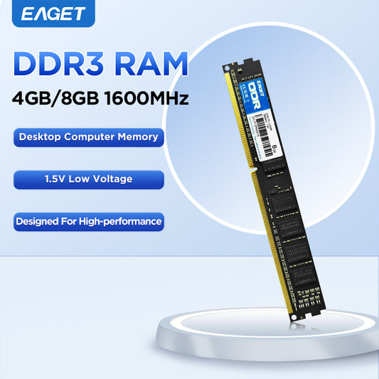 EAGET High-Performance RAM DDR3 8GB/4GB 1600MHz Low Voltage 1.5V UDIMM RAM, Desktop PC Computer Memory RAM Module Upgrade, Low Latency, High-Speed Storage Module | Computer Hardware Internal Component, Compatible with Most Motherboards