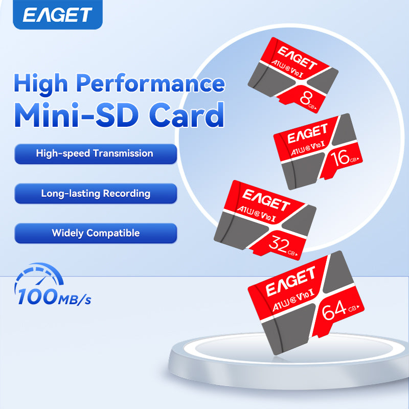 High-Speed Memory Card - Red and Gray, U3 Class 10, 8GB/16GB/32GB/64GB Options - for Smartphones, Tablets and Security Cameras, Device Memory Expansion
