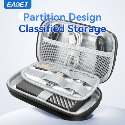 EAGET Hard EVA Portable Storage Box, Shockproof External HDD Storage Bag, Multiple Protection - Office Equipment Cable Organizer, Portable Electronic Storage Box