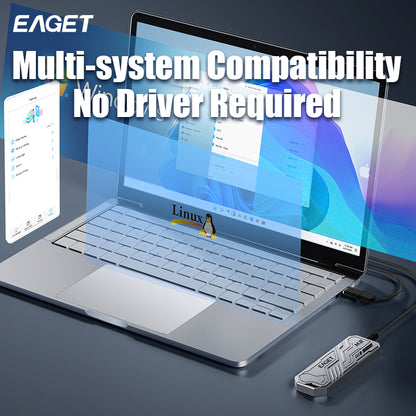 EAGET M.2 NVMe SSD NGFF SATA Enclosure, USB 3.2 Gen 2 to M.2 NVMe Enclosure, PCIe NVMe Adapter for M & B Key, Support UASP and Trim