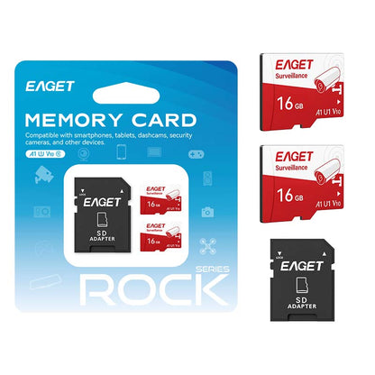 Micro SD Card with SD Adapter for Monitor, 128GB/256GB 1-Pack, 8GB/16GB/32GB/64GB 2-Pack, for surveillance applications such as yards and home security
