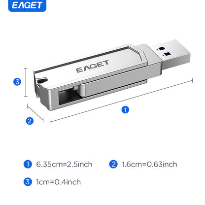 2-in-1 USB3.2 Flash Drive OTG Metal U Disk, 360° rotates USB Memory Stick, 32GB/64GB128GB/256GB/512GB/1TB High Speed Memory Stick Pen Drive, USB-A Or Typc-C Flash Drive Disk