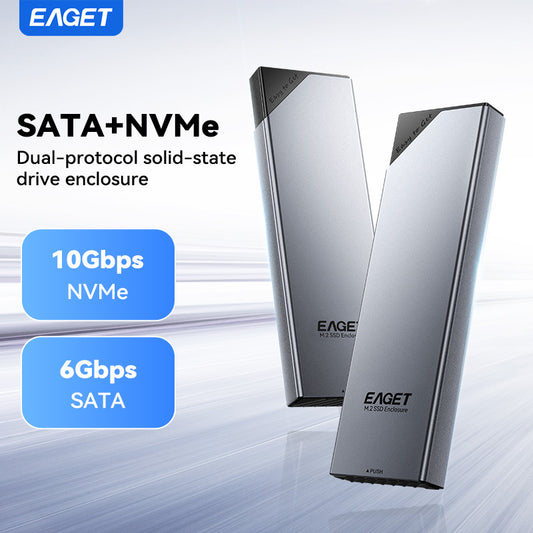 NVME SATA M.2 SSD Enclosure Adapter, USB 3.2 Gen 2 (10 Gbps) for NVME PCI-E SATA M-Key/(B+M) Key Solid State Drives External Enclosure Made of Aluminum, Supporting UASP Trim for Ssds of Sizes 2230/2242/2260/2280