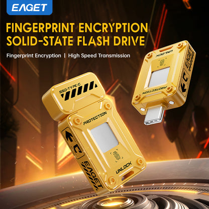 EAGET Fingerprint Encryption SSD, 128GB/512GB Type C High Speed Flash Drive