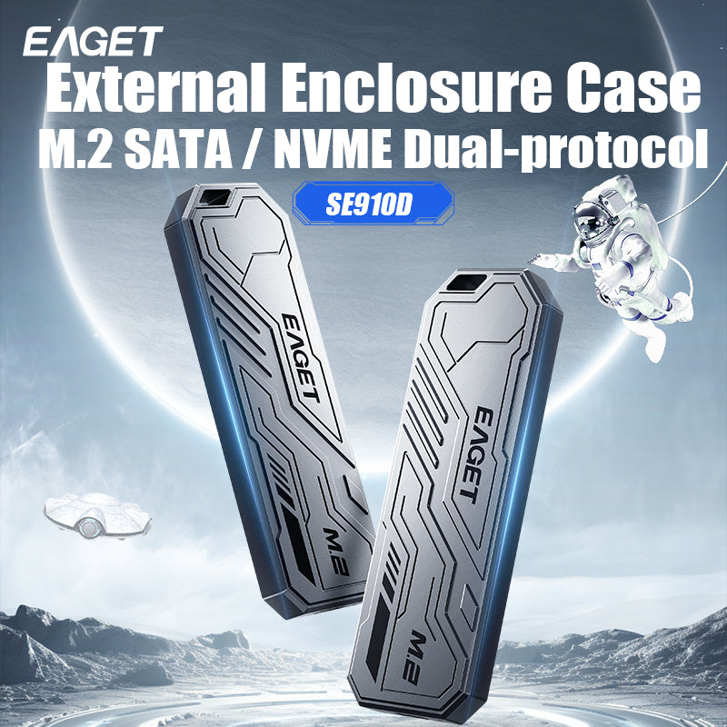 EAGET M.2 NVMe SSD NGFF SATA Enclosure, USB 3.2 Gen 2 to M.2 NVMe Enclosure, PCIe NVMe Adapter for M & B Key, Support UASP and Trim