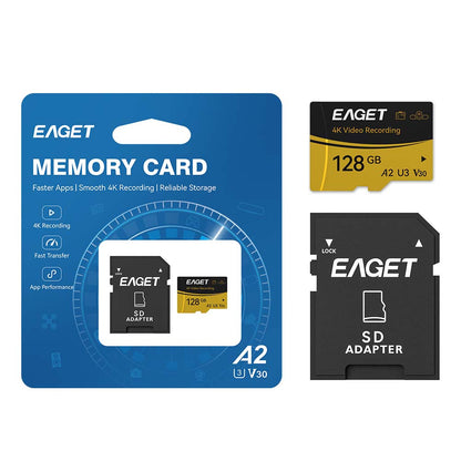 Micro SD Memory Card, A2 U3 V30, 512GB/256GB/128GB, 4K UHD, UHS-I, Up to 160/100MB/s Read/Write