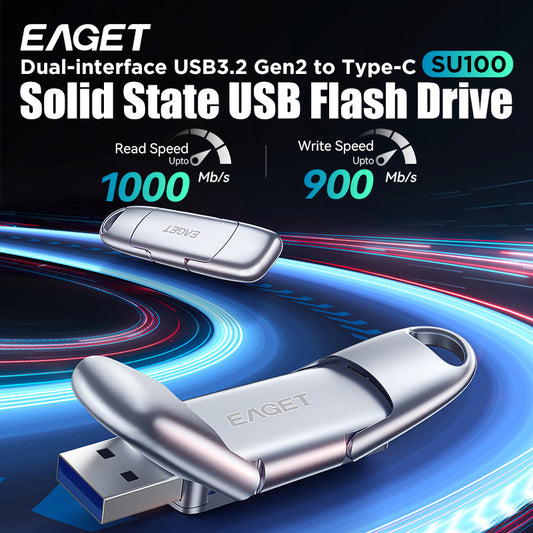 EAGET 512GB/1TB External SSD Solid State, USB 3.2 Type-C Flash Drive Disk, 1000MB/S Superior Ultra-speed Pen Drive