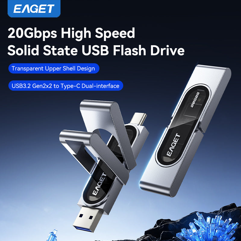 1TB/512GB Solid-State Flash Drive, 20Gbps High Speed Transmission, USB3.2 to Type-C Dual-interface