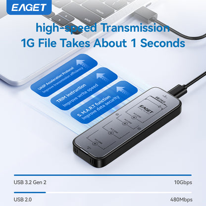 NVME & SATA M.2 SSD Enclosure Adapter, USB 3.2 Gen 2 (10 Gbps) to NVME PCIe SATA M-Key/(B+M) Key SSD External Enclosure Aluminum, Compatible with SSD 2230/2242/2260/2280