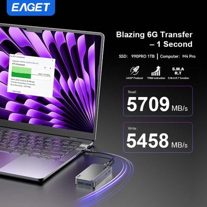 M.2 NVMe SSD 80Gbps Enclosure, Intel JHL9480, Three-Chip Solution, Intelligent Cooling System, Compatible with Thunderbolt 5/ 4/ 3 and USB 4.0 V2.0/ USB 4.0/ 3.2/ 3.1/ 3.0