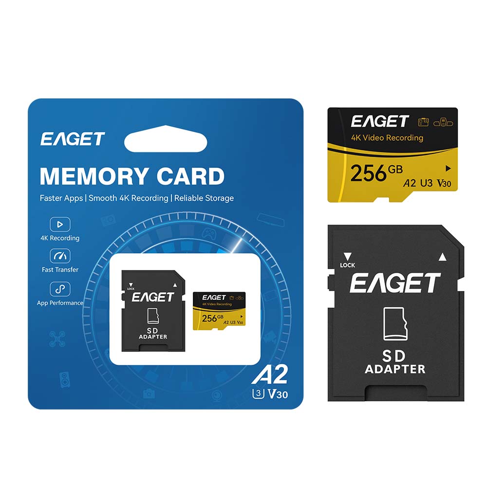 Micro SD Memory Card, A2 U3 V30, 512GB/256GB/128GB, 4K UHD, UHS-I, Up to 160/100MB/s Read/Write