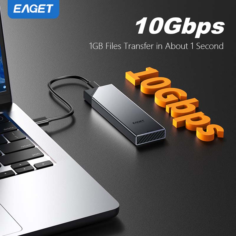 NVME SATA M.2 SSD Enclosure Adapter, USB 3.2 Gen 2 (10 Gbps) for NVME PCI-E SATA M-Key/(B+M) Key Solid State Drives External Enclosure Made of Aluminum, Supporting UASP Trim for Ssds of Sizes 2230/2242/2260/2280