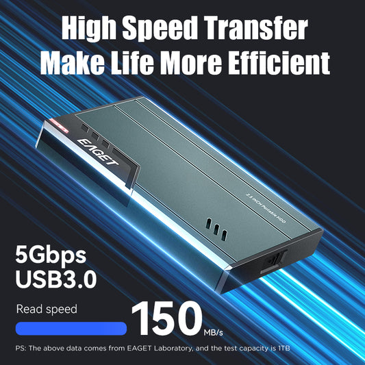 EAGET 500GB/1TB Portable High Speed Mobile Hard Drive, 2.5" USB 3.0 HDD, Computer External Mechanical Hard Drive, Large Storage, Plug And Play, Quick Save Fast Transmission