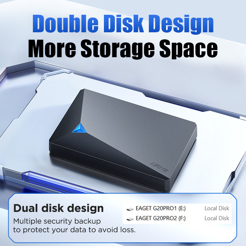 1TB External Hard Disk Drive, Dual Disk Design, 2.5inh Mechanical Hard Drive