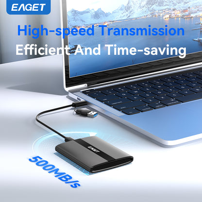 EAGET Portable Solid State Drive, 120GB/240GB/480GB/1TB/2TB High-Speed External Solid State Drive, USB3.2 Type-C SSD Hard Drive for iPhone 16/15/Pro, PS4, PC, MAC, TV, Tablet