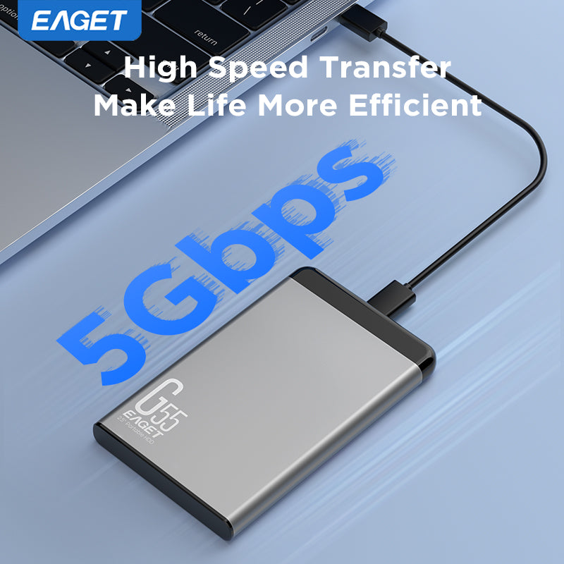 EAGET 2TB Portable High Speed Mobile Hard Drive, Computer External Mechanical Hard Drive, 500GB/1TB Large Storage, 2.5" USB 3.0 HDD, Game/File/Video/Music Data Storage Expansion Backup