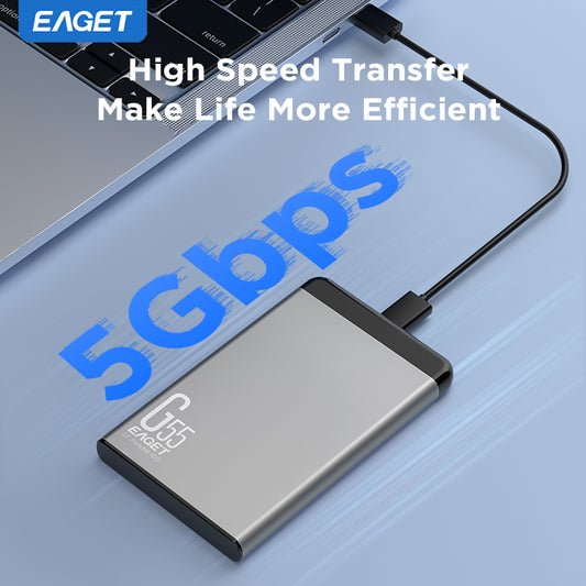 EAGET 2TB Portable High Speed Mobile Hard Drive, Computer External Mechanical Hard Drive, 500GB/1TB Large Storage, 2.5" USB 3.0 HDD, Game/File/Video/Music Data Storage Expansion Backup