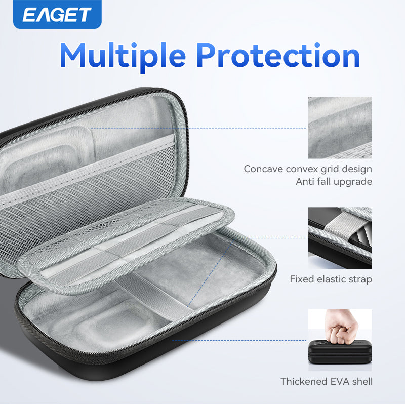 EAGET Hard EVA Portable Storage Box, Shockproof External HDD Storage Bag, Multiple Protection - Office Equipment Cable Organizer, Portable Electronic Storage Box