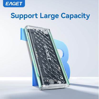 EAGET Dual Protocol M.2 NVMe/SATA SSD Enclosure Adapter - Supports 2230/2242/2260/2280 SSDs, Durable Transparent Shell with RGB Lighting(SSD Not Included)