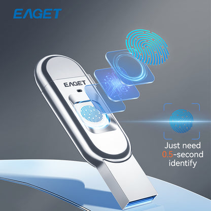 EAGET Fingerprint Encryption USB3.2 to Type-C Dual-interface Flash Drive, Public & Secure Disk Storage